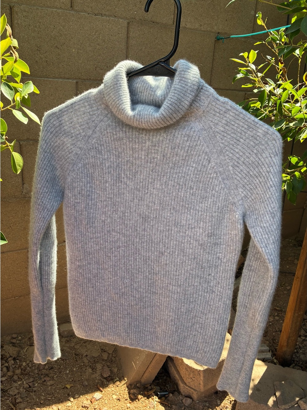 NakedCashmere Cozy Light Gray Ribbed Turtleneck Sweater